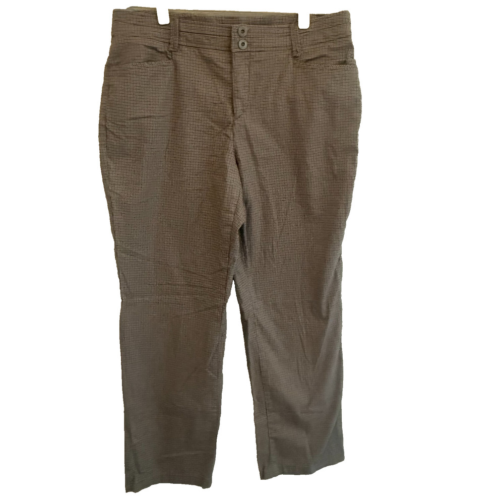 Intro Brown Plaid Stretch Straight Leg Business Career Office Pants Women’s 16